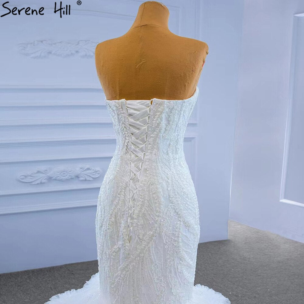 Serene Hill White Sweetheart Sexy Wedding Dresses 2025 Luxury Beaded Ruffles Bride Gowns HM67347 Custom Made - SERENE HILL