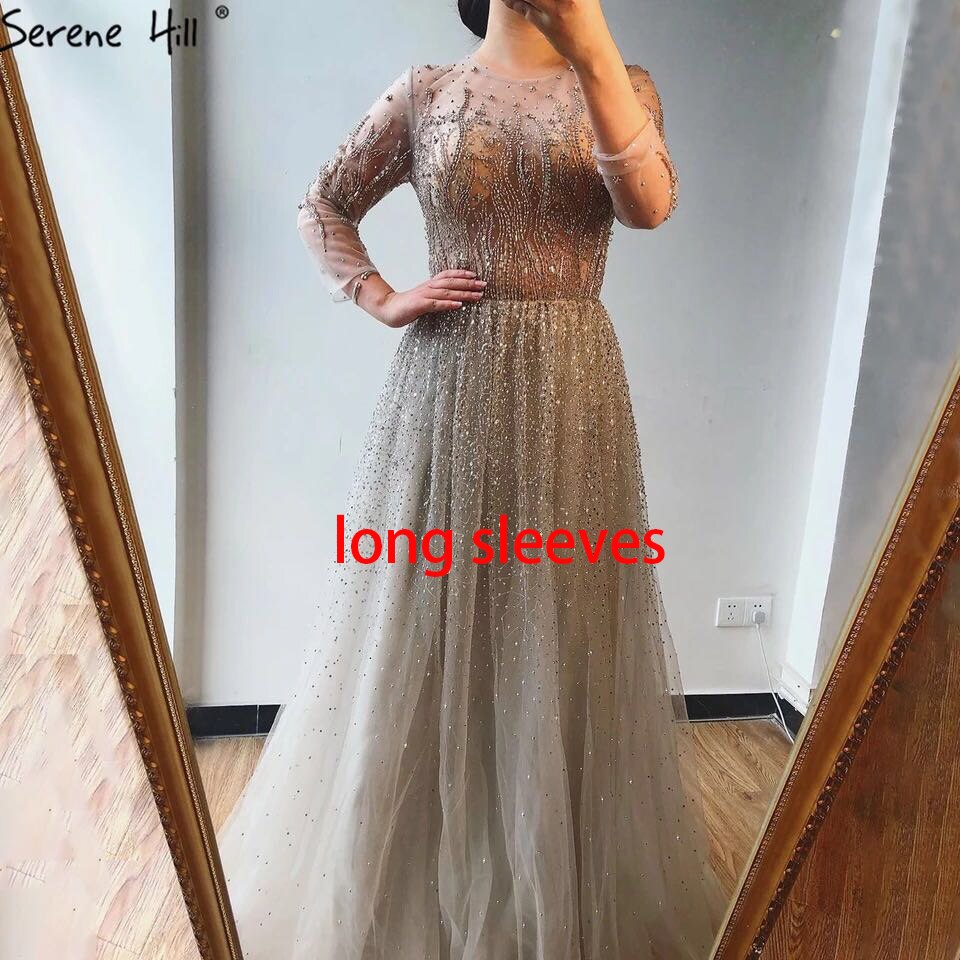 Sliver Arabic Luxury Beading Cape Sleeves A-Line Evening Dresses 2025 O-Neck A-Line Sexy Evening Gowns cerene Hill LA60869 - SERENE HILL