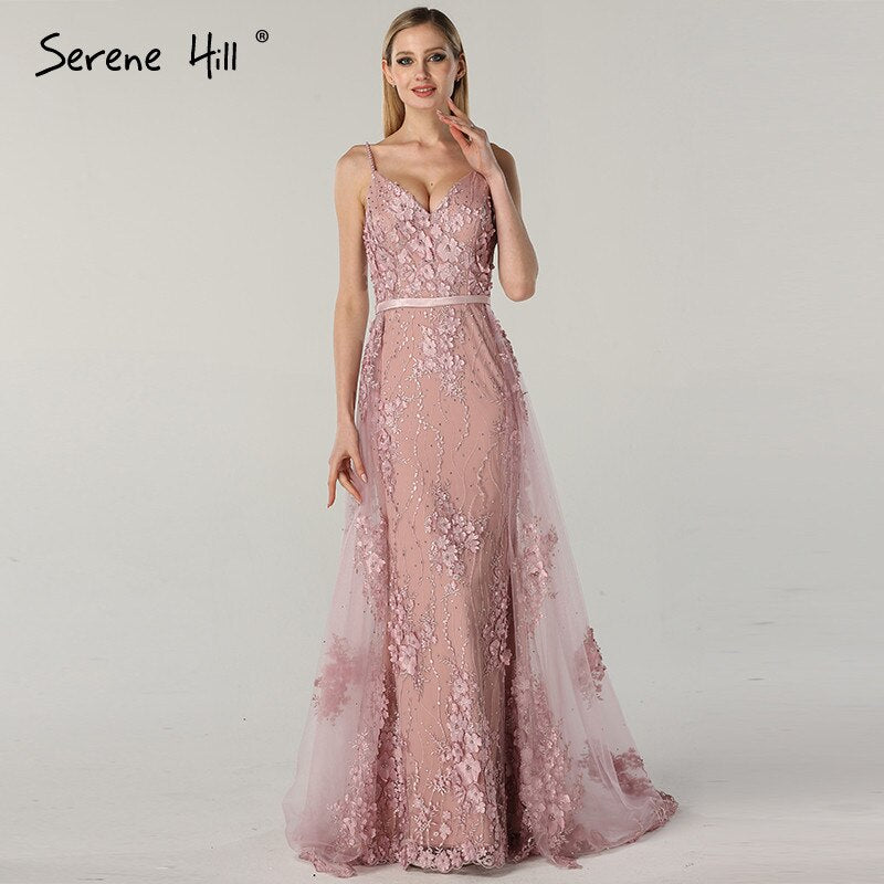 White Handmade Flower Pearl Sexy Evening Dresses 2025 Sleeveless Mermaid Luxury Lace Formal Dress Real Photo LA60711 - SERENE HILL