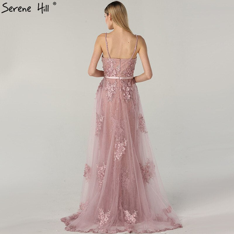 White Handmade Flower Pearl Sexy Evening Dresses 2025 Sleeveless Mermaid Luxury Lace Formal Dress Real Photo LA60711 - SERENE HILL
