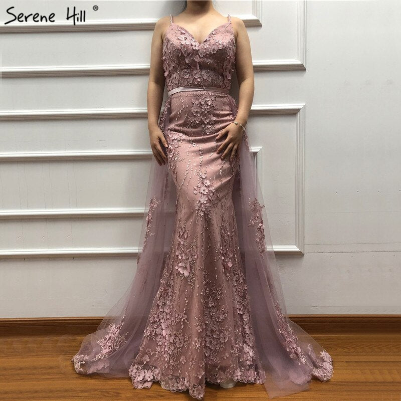 White Handmade Flower Pearl Sexy Evening Dresses 2025 Sleeveless Mermaid Luxury Lace Formal Dress Real Photo LA60711 - SERENE HILL