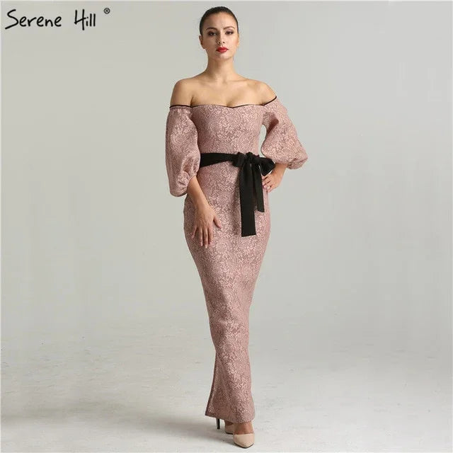 On Sale no return no refundSale 2025 Newest Off Shoulder Sexy Evening Dresses Half Sleeves Fashion Mermaid Lace Evening Gowns Real Photo QA8001 - SERENE HILL