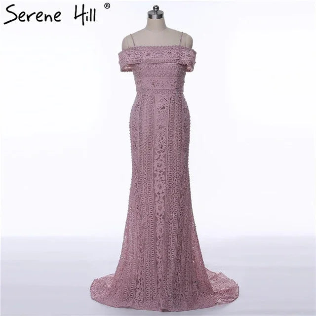 On Sale no return no refundSale Newest Mermaid Elegant Evening Dress Long Sexy Sleeveless Pearls Beading Evening Gowns Serene Hill LA6013 - SERENE HILL