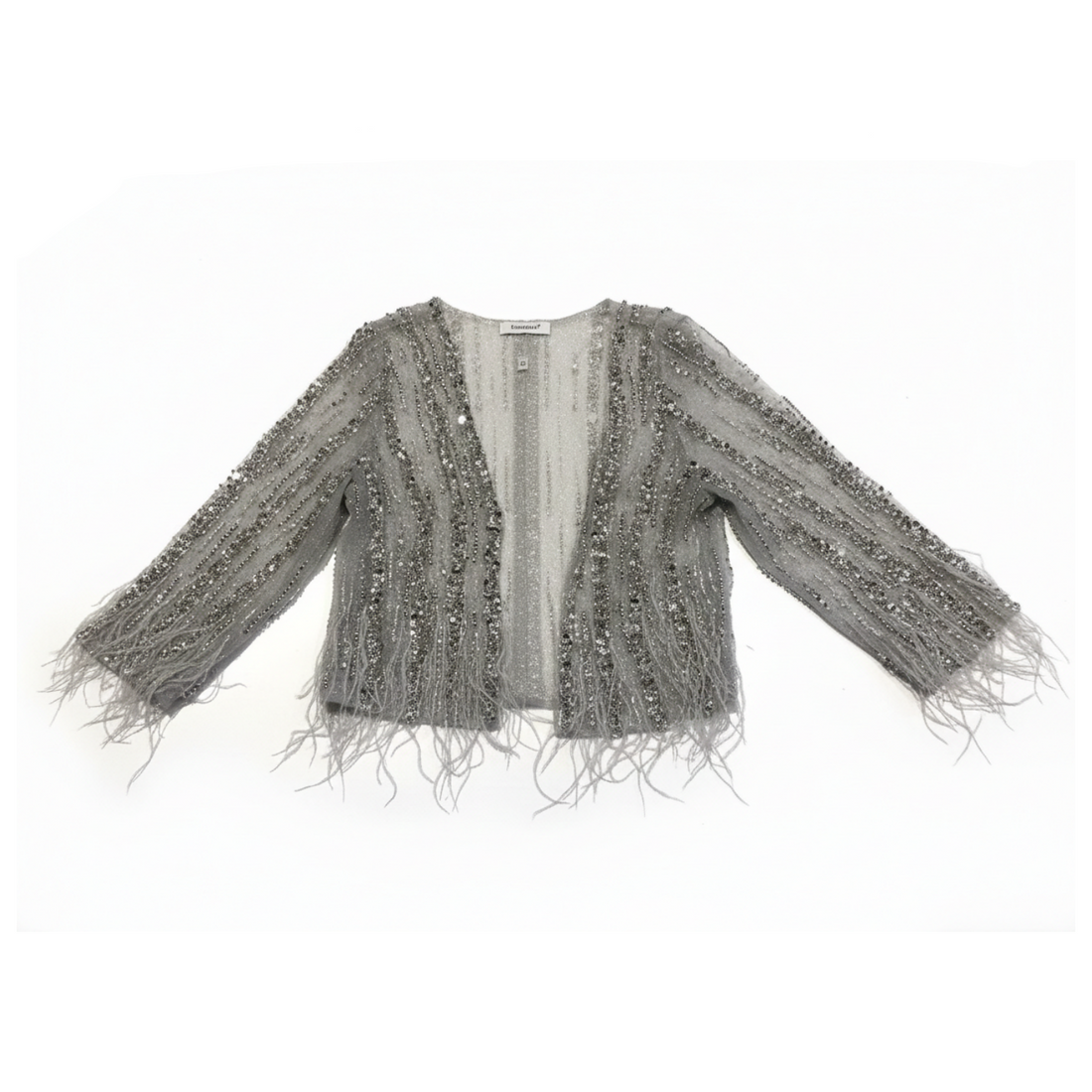 Luxury Silver Beaded Wedding Jacket