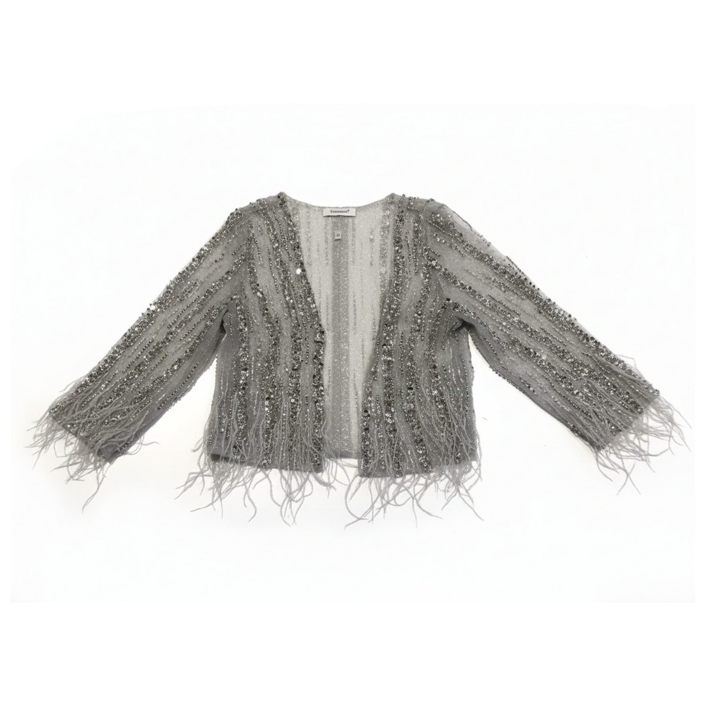 Luxury Silver Beaded Wedding Jacket