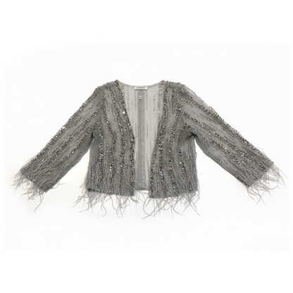 Luxury Silver Beaded Wedding Jacket