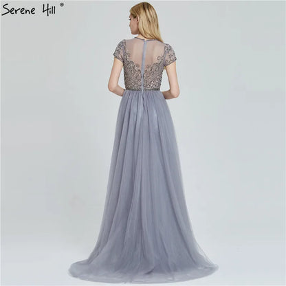 Dubai Crystal Short Sleeve Evening Dresses Design 2025 Luxury Mermaid Sexy Formal Dress Serene Hill LA60960 - SERENE HILL
