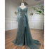 Elegant Serene Hill Turquoise High Split Meramid Long Sleeves Evening Dress with Beaded For Women Wedding Party LA71793A - SERENE HILL