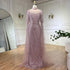 Serene Hill Dubai Pink Cape Sleeves Mermaid Beaded Luxury Long Arabic Evening Dresses Gowns for Woman Wedding Party LA71992A - SERENE HILL
