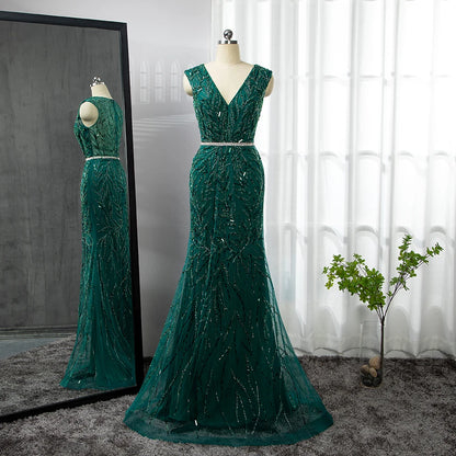 Gold Arabic Cape Sleeves Beaded Evening Dresses Gowns 2025 Mermaid Elegant Luxury For Women Party Serene Hill LA71496 - SERENE HILL