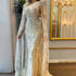 Gold Luxury Cape Sleeve Evening Dresses Gowns 2025 Beaded A-Line High-end For Women Party Serene Hill Couture LA71463 - SERENE HILL