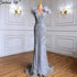 Lilac Luxury Beaded Mermaid Evening Dress Gown with Feathers LA70830 - SERENE HILL