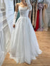 Luxury White Strapless Lace Corset Detachable Sleeve A Line Dress HA2536 SERENE HILL