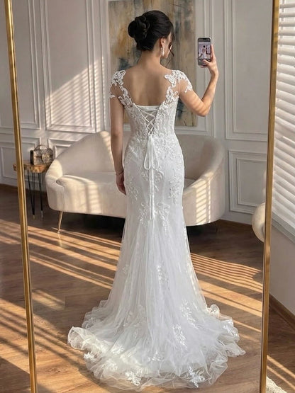 Luxury White Beaded Lace Mermaid Bridal Wedding Dress HA2544 SERENE HILL