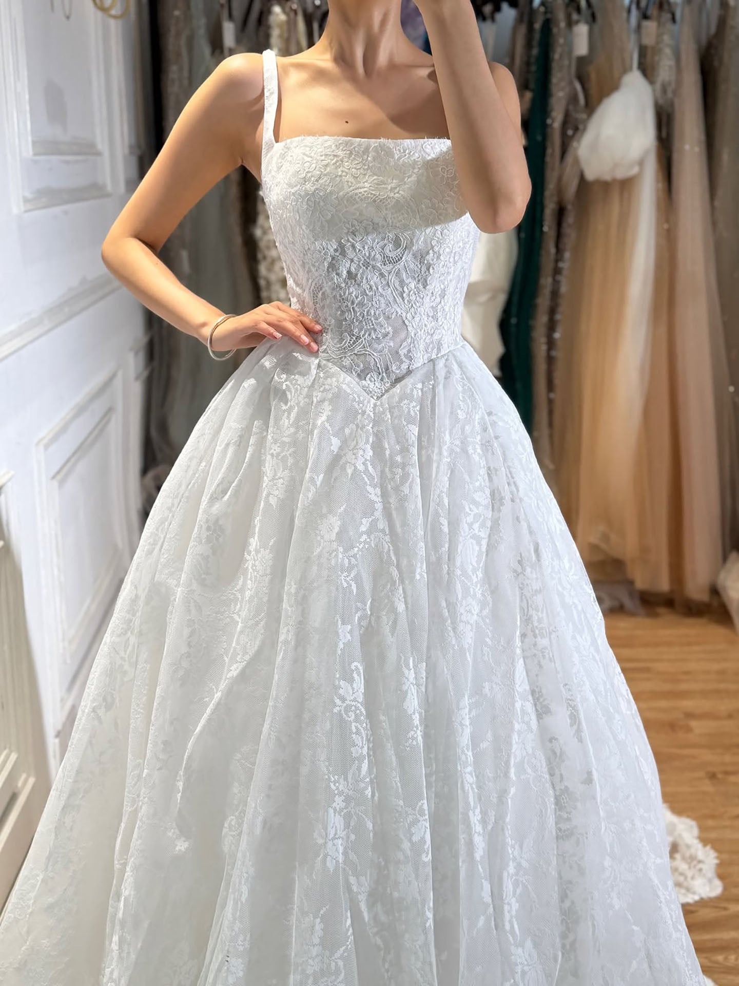 Luxury White Floral Lace A Line Wedding Dress HA2548 SERENE HILL