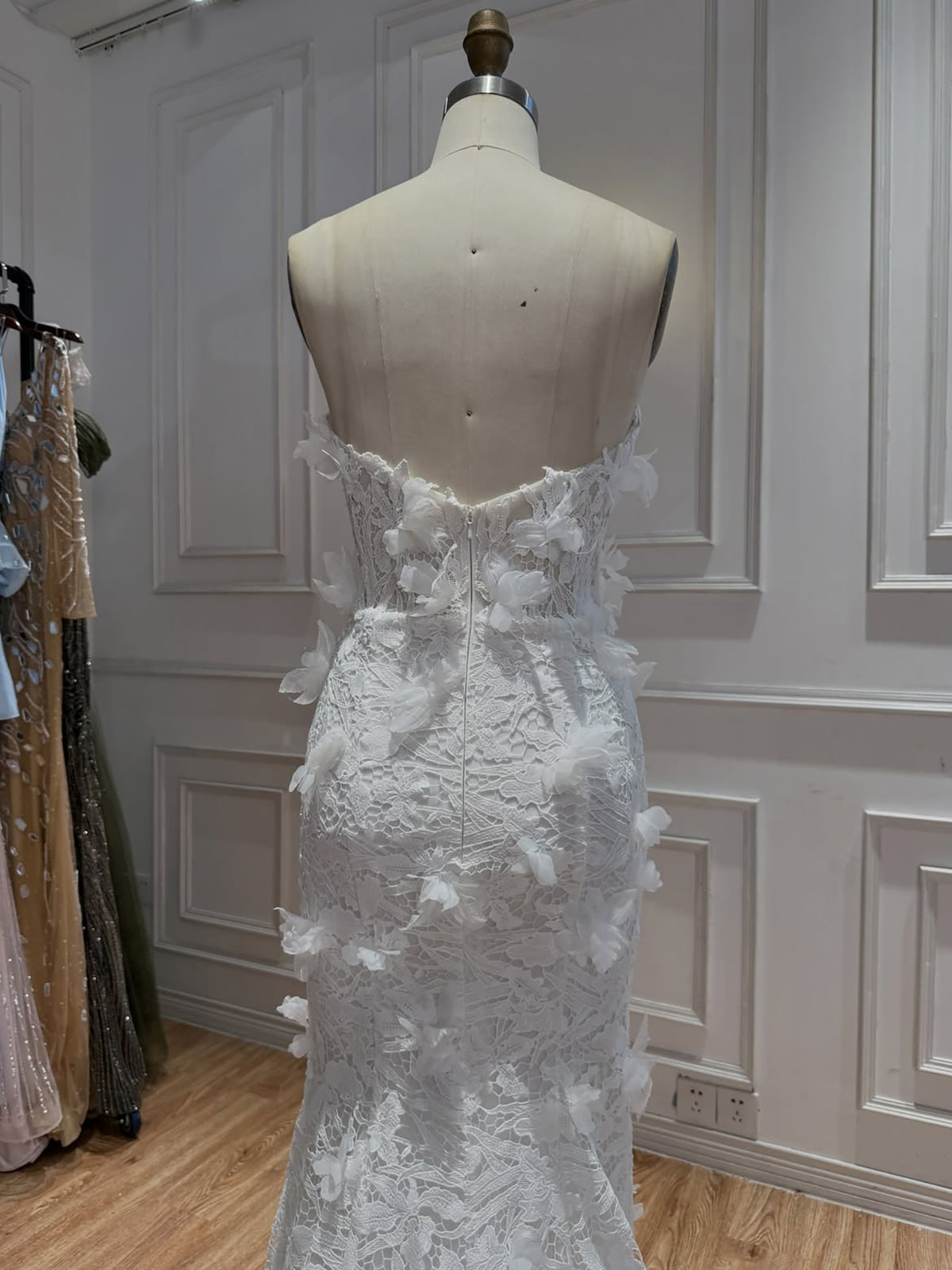 Luxury White 3D Floral Lace Mermaid Wedding Dress HA2561