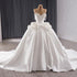 Luxury White Pearl Beaded 3D Floral Off-Shoulder Wedding Dress HM241140 - SERENE  HILL