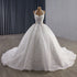 Luxury White Halter Floral Appliques Ball Gown Wedding Dress HM251085 - SERENE  HILL