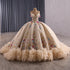 Luxury Nude Off-Shoulder Floral 3D Appliques Ball Gown HM251088 - SERENE  HILL
