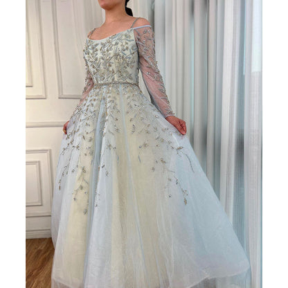 Blue Ball Gown Evening Dresses Arabic  LA70812 - SERENE  HILL
