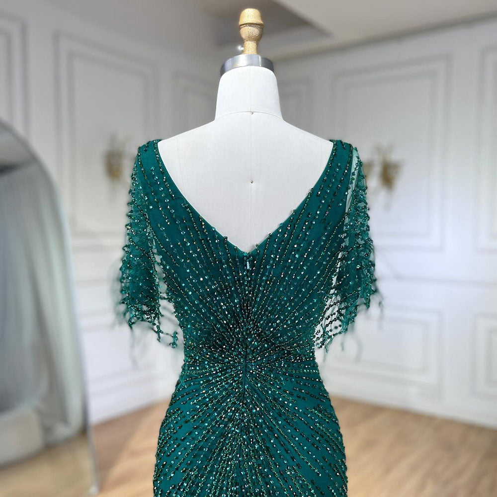 Dubai Feathers Brown Mermaid Evening Dresses  LA71323 - SERENE  HILL