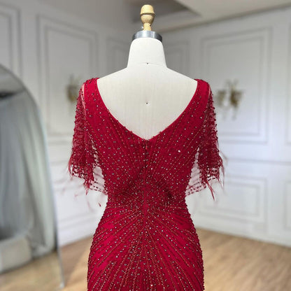 Dubai Feathers Brown Mermaid Evening Dresses  LA71323 - SERENE  HILL
