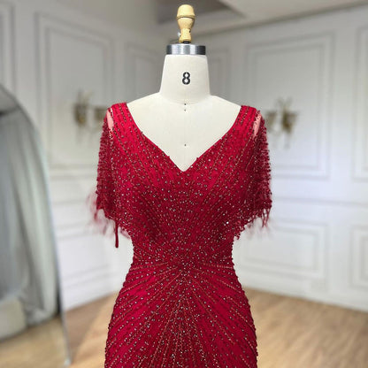 Dubai Feathers Brown Mermaid Evening Dresses  LA71323 - SERENE  HILL