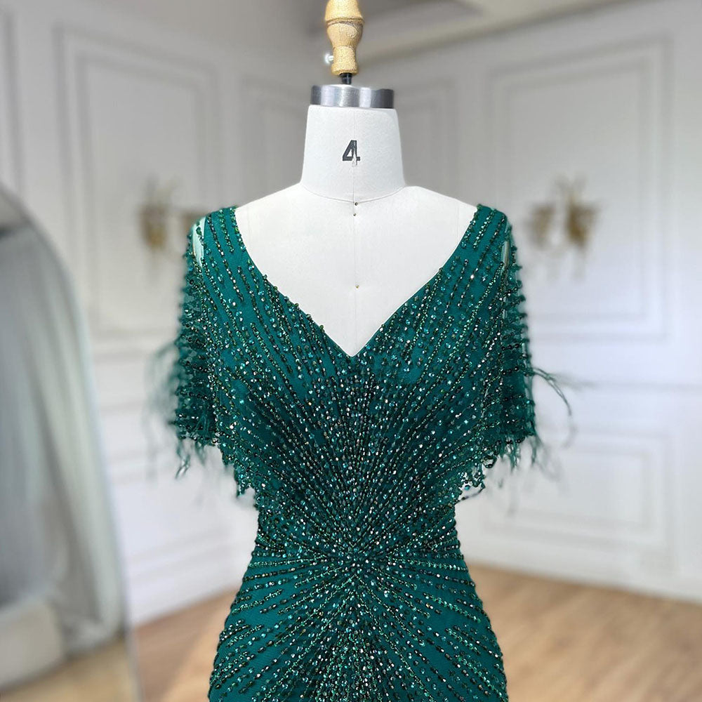 Dubai Feathers Brown Mermaid Evening Dresses  LA71323 - SERENE  HILL