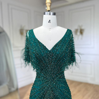 Dubai Feathers Brown Mermaid Evening Dresses  LA71323 - SERENE  HILL