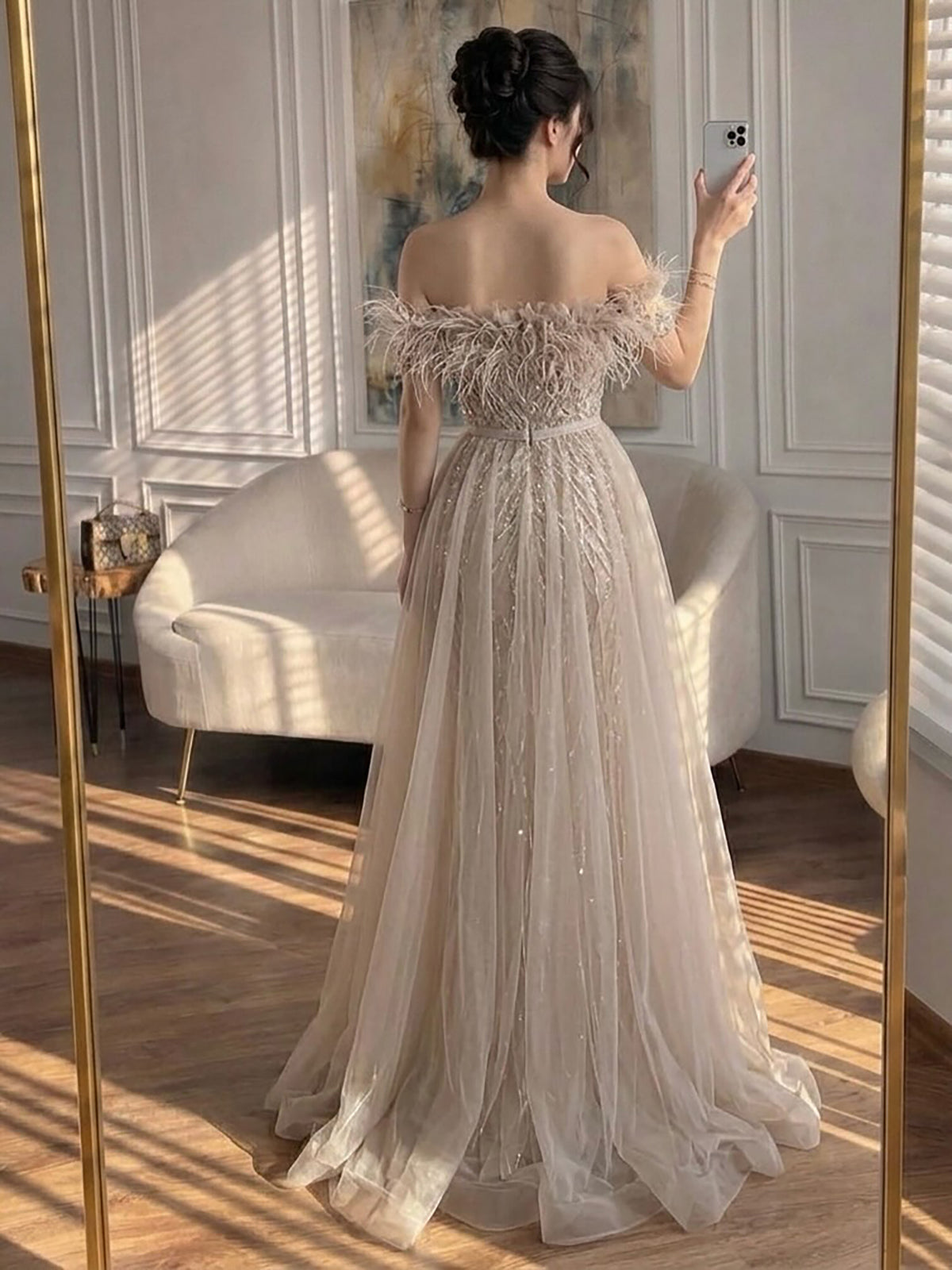 Dubai Luxury Beaded Blue Mermaid Evening Dress Gown with Overskirt LA71634 SERENE HILL