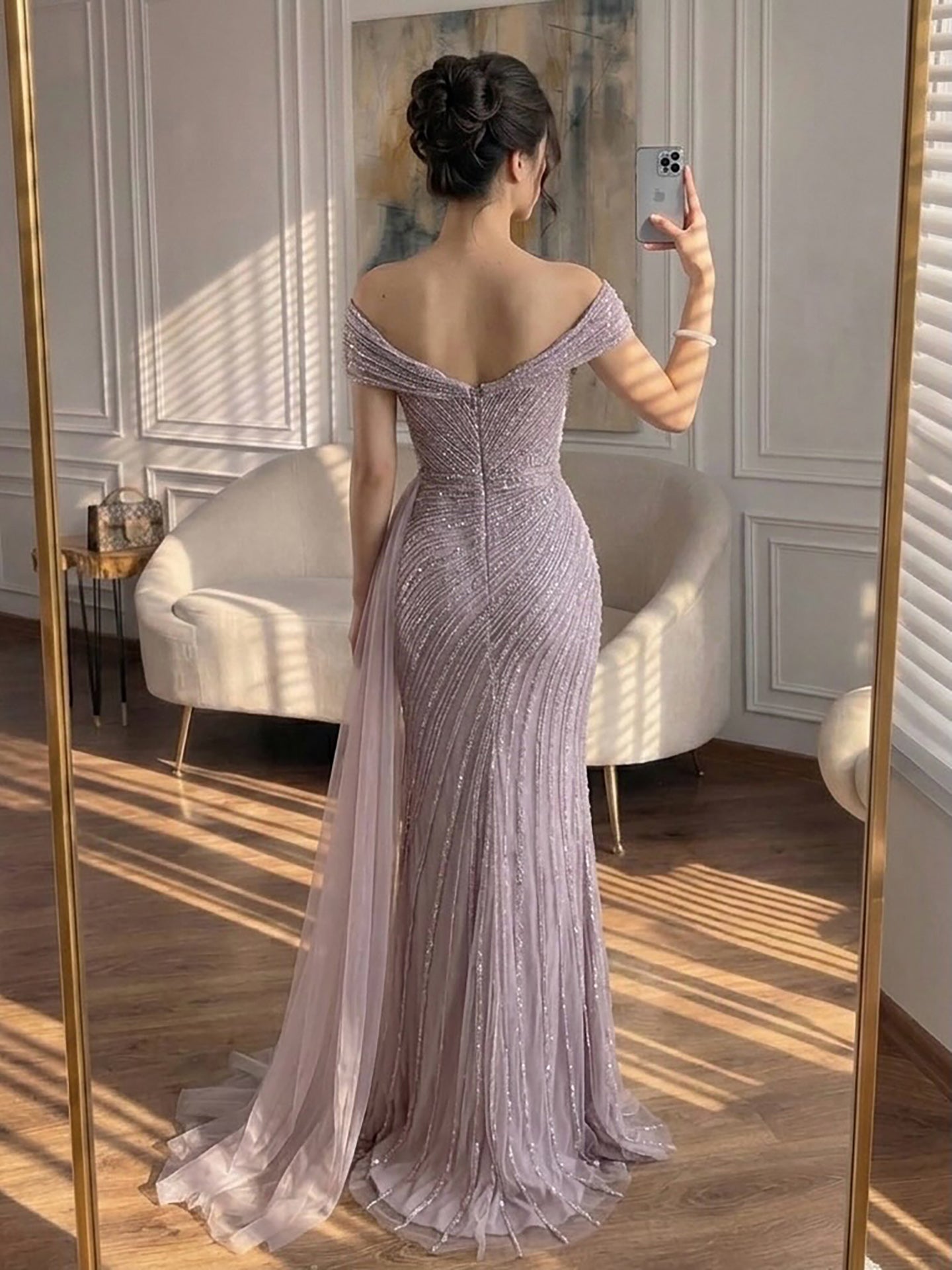 Luxury Nude Mermaid Elegant Beaded Sparkle Evening Dress With Skirt LA71686A SERENE HILL