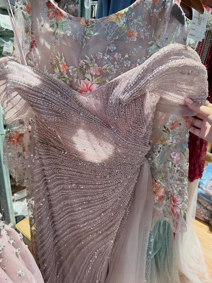 Luxury Nude Mermaid Elegant Beaded Sparkle Evening Dress With Skirt LA71686A SERENE HILL