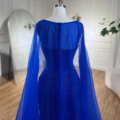 Luxury Royal Blue Mermaid Evening Dress with Cape LA72198 SERENE HILL