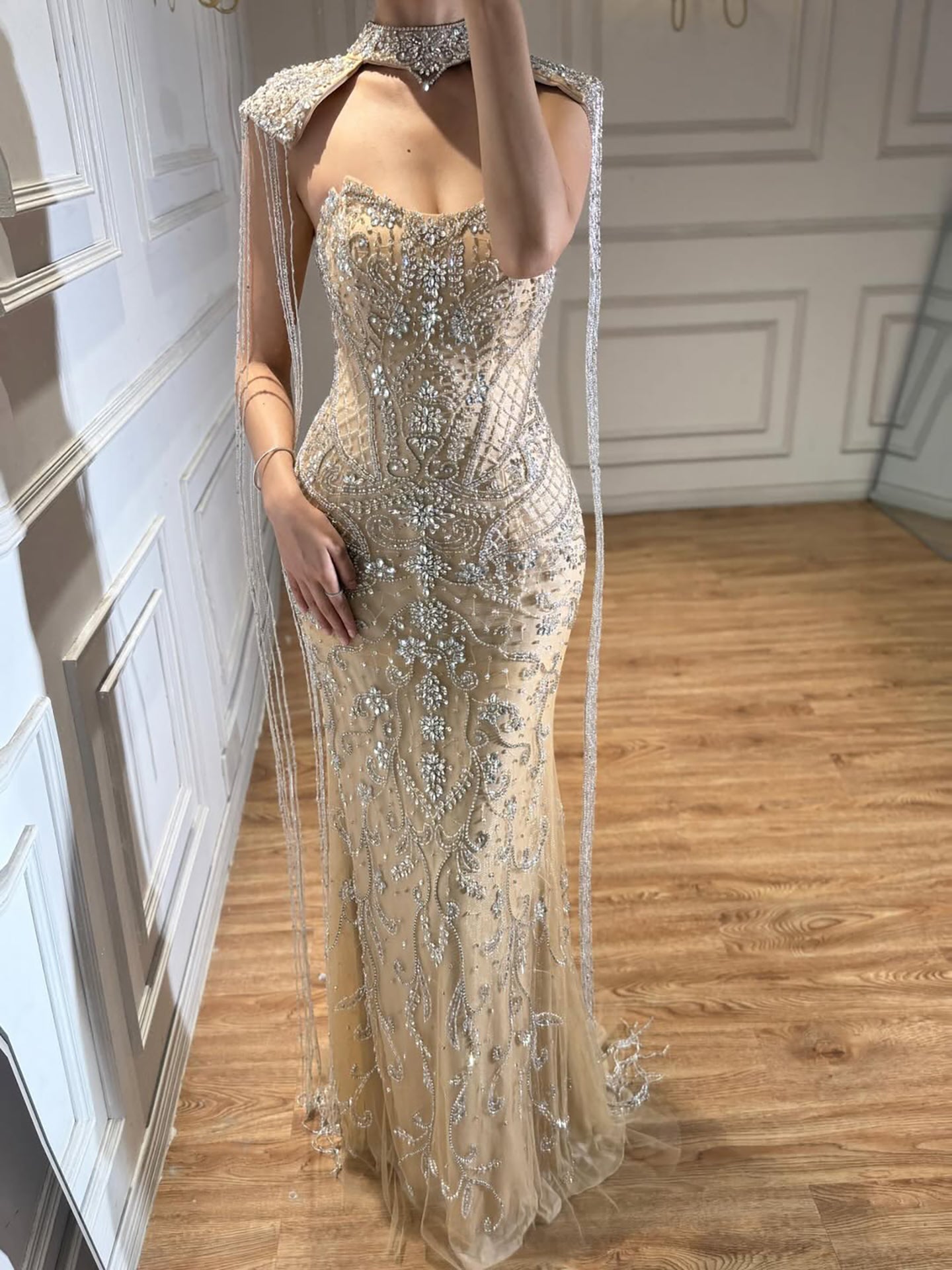 العربية عارية حورية البحر الشرابة ثوب سهرة الفستان الفاخرة LA72237