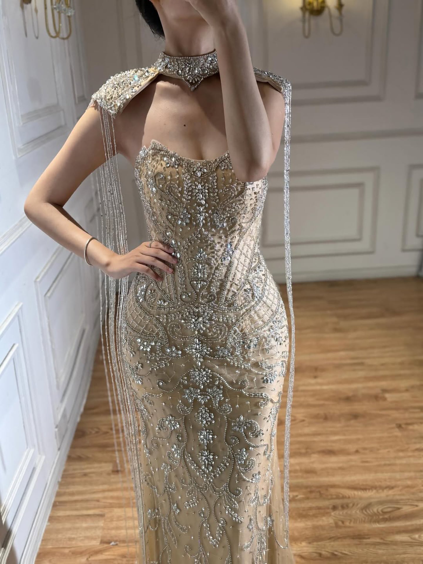 العربية عارية حورية البحر الشرابة ثوب سهرة الفستان الفاخرة LA72237