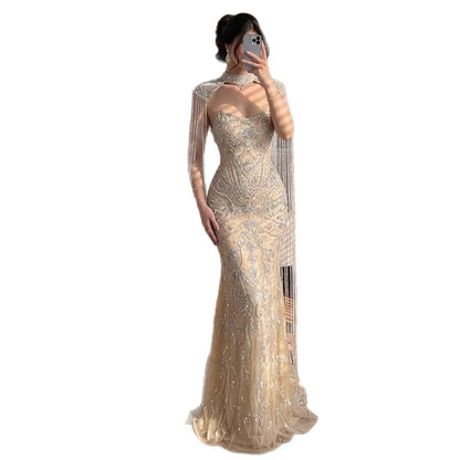 العربية عارية حورية البحر الشرابة ثوب سهرة الفستان الفاخرة LA72237