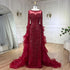 Luxury Fuchsia Beaded Mermaid Evening Dress With Overskirt LA72379 - SERENE  HILL