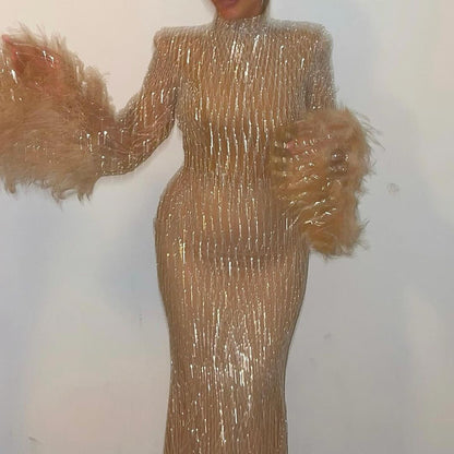 Luxury Nude Illusion Cut Out Mermaid Evening Dress LA72394 - SERENE  HILL