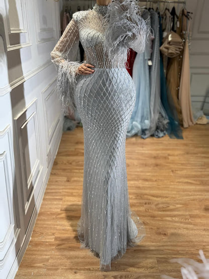 Luxury Nude Illusion Cut Out Mermaid Evening Dress LA72394