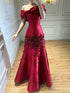 Luxury Peach Satin Mermaid Evening Dress with Appliques LA72483 - SERENE  HILL