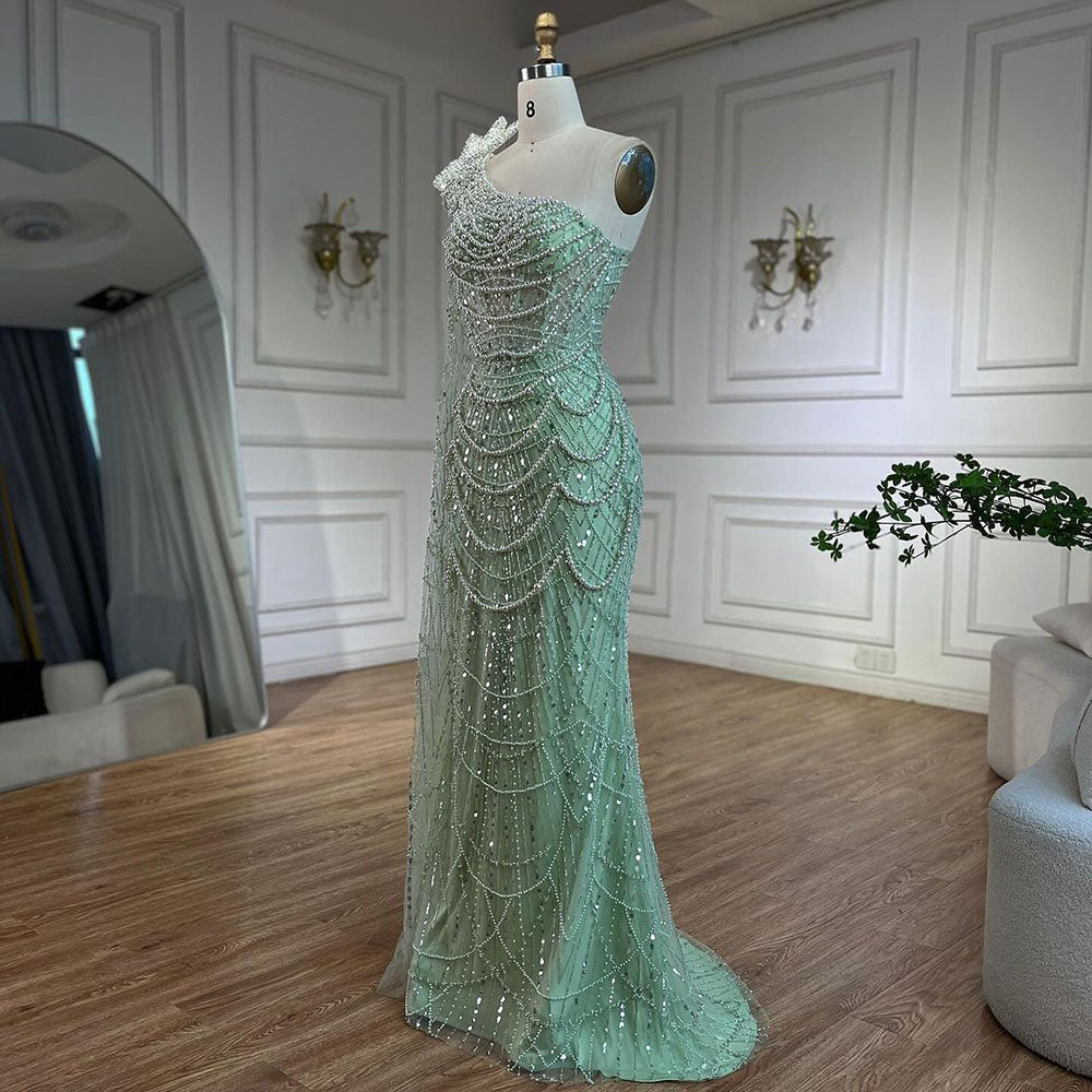 sage green one shoulder dress Tatiana Velvet One Shoulder Maxi Dress | Sage main image 0
