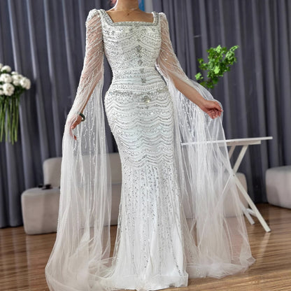 Luxury Beaded Caramel Evening Dress with Cape Sleeve LA72604