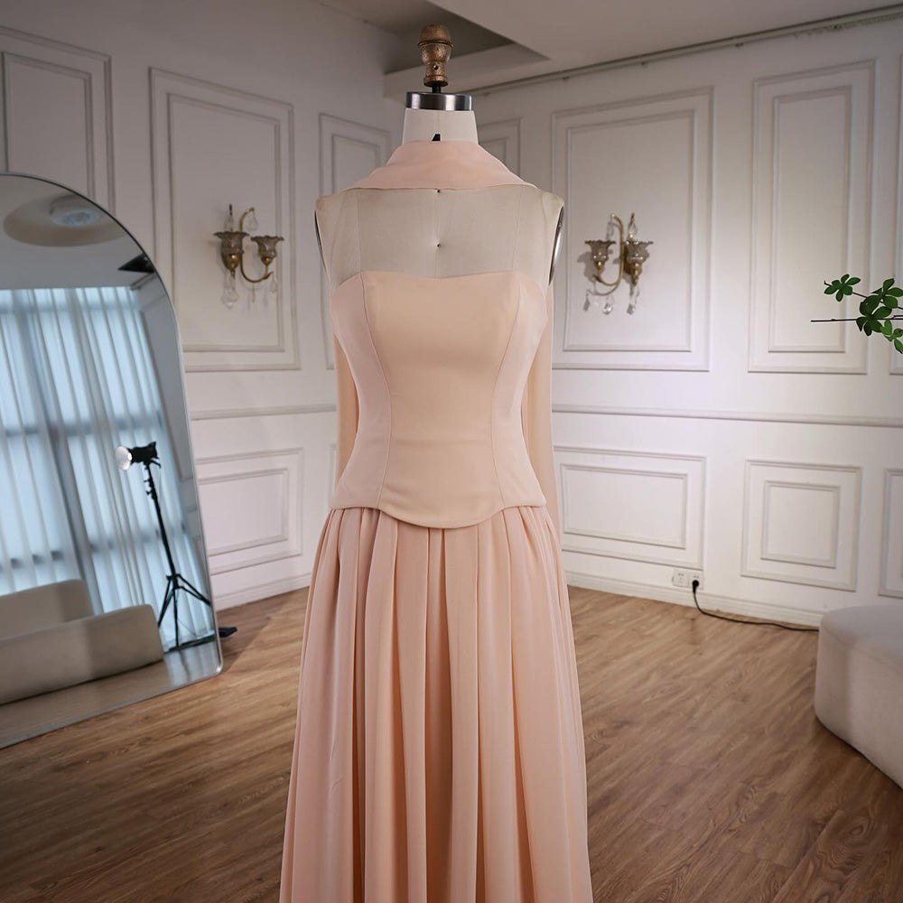 Luxury Turquoise A Line Evening Dress with Cape LA73012 - SERENE HILL
