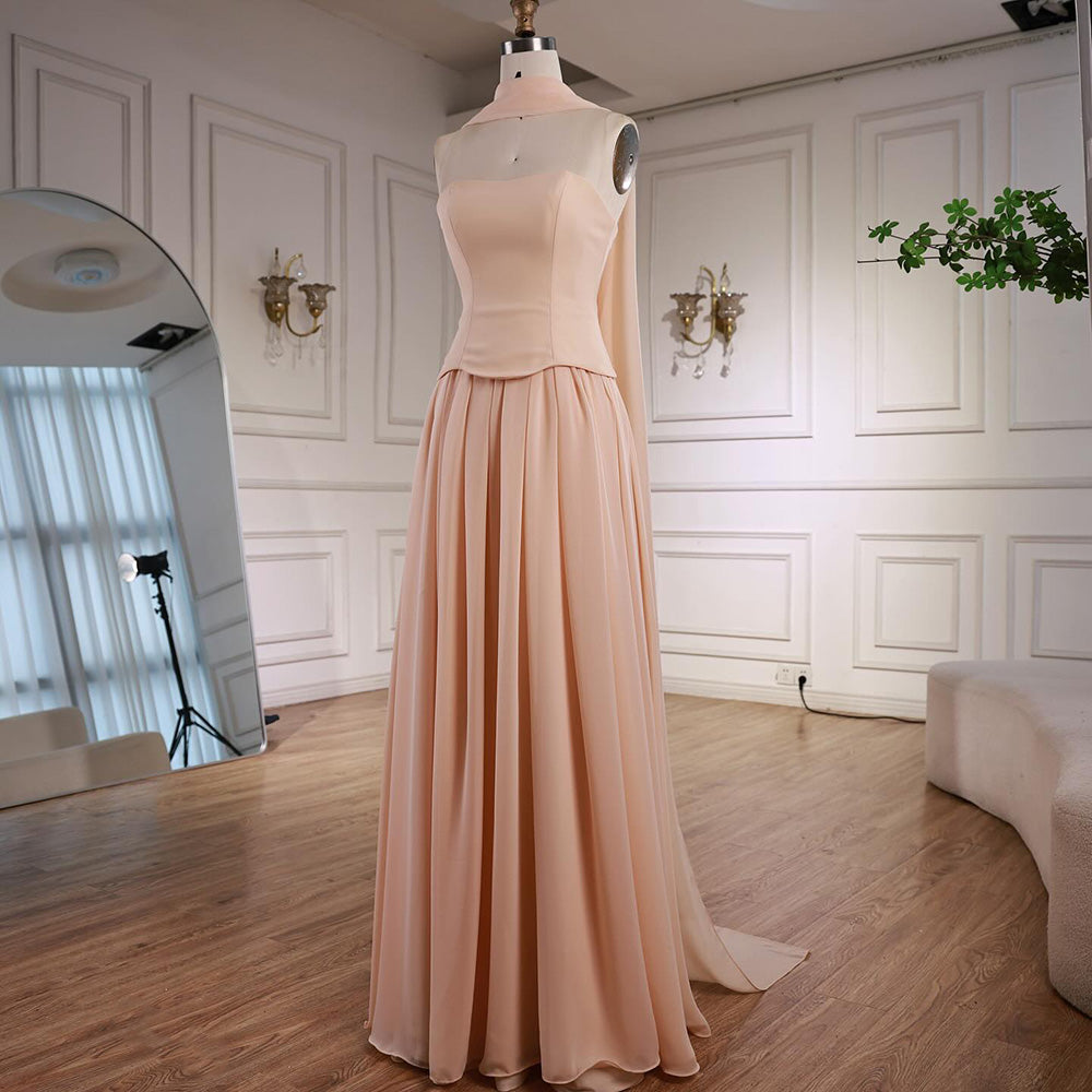 Luxury Turquoise A Line Evening Dress with Cape LA73012 - SERENE HILL