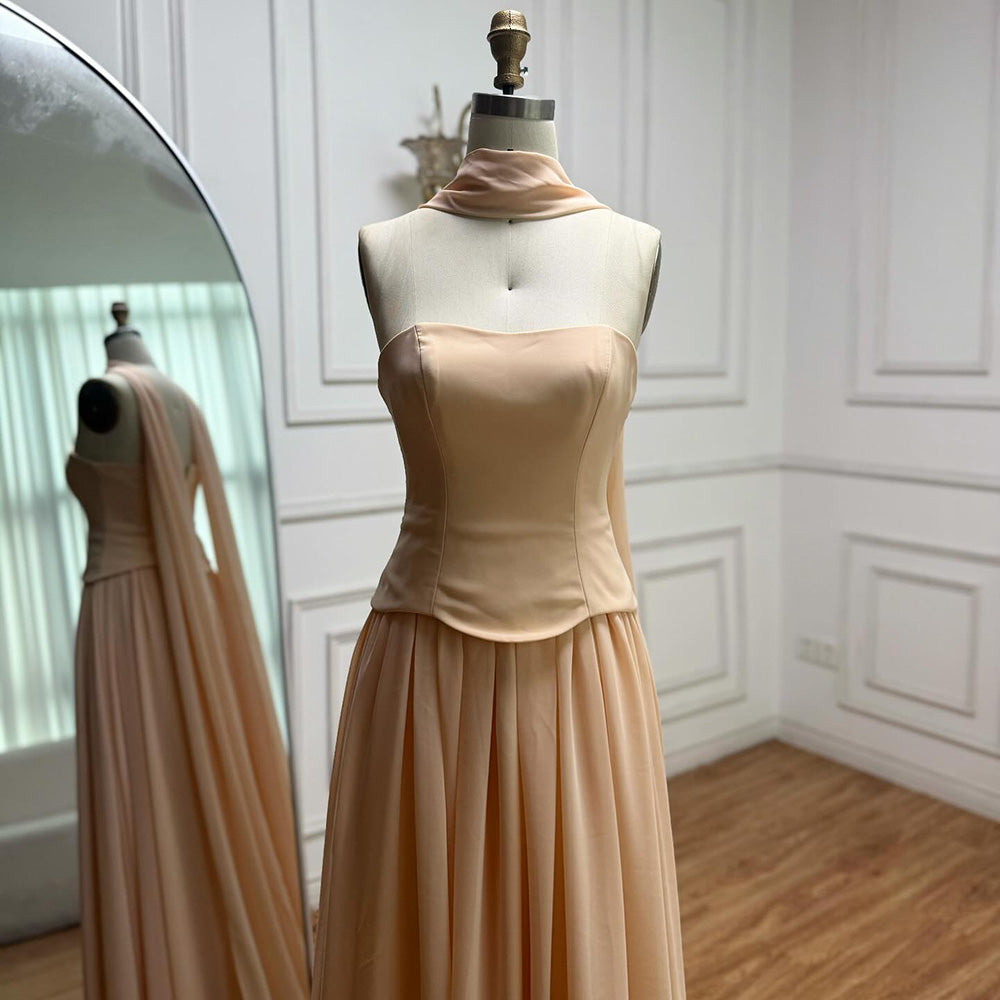 Luxury Turquoise A Line Evening Dress with Cape LA73012 - SERENE HILL