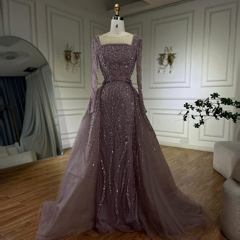 Modest Green Mermaid Evening Dress with Overskirt LA72710 - SERENE  HILL