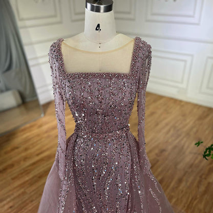 Modest Green Mermaid Evening Dress with Overskirt LA72710 - SERENE  HILL