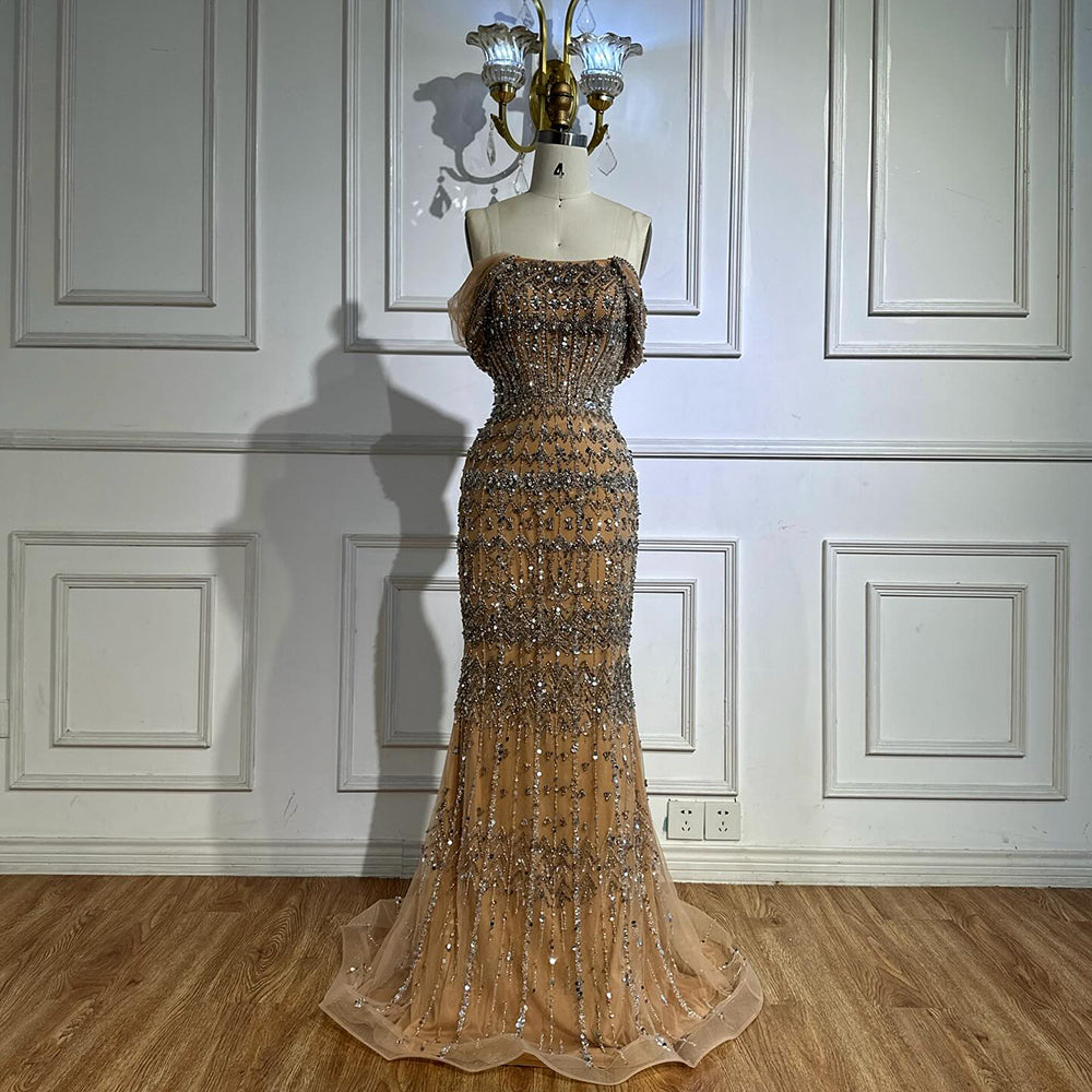 Dubai Mermaid Evening Dress – Luxury Modest Arabic Formal Gown  LA72714