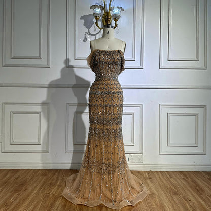 Dubai Mermaid Evening Dress – Luxury Modest Arabic Formal Gown  LA72714
