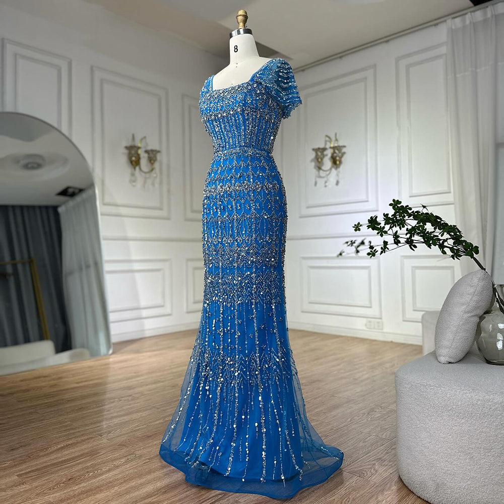 Dubai Mermaid Evening Dress – Luxury Modest Arabic Formal Gown  LA72714